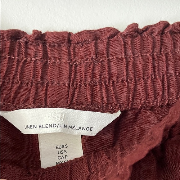 Women's Rust Linen Shorts - Picture 2 of 3